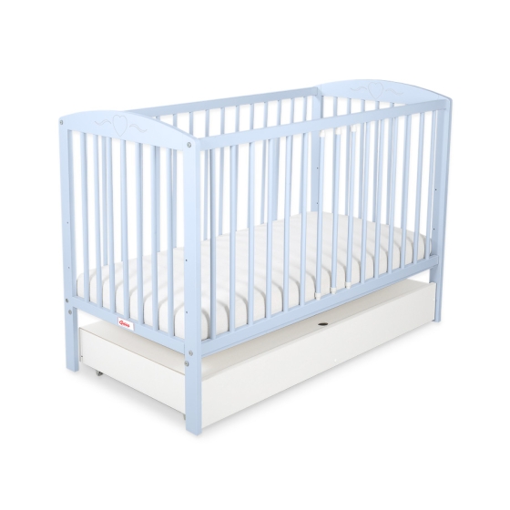 Baby cot bed 120x60cm with hearts with drawer STANDARD