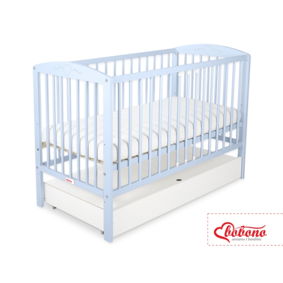 Baby cot bed 120x60cm with hearts with drawer STANDARD