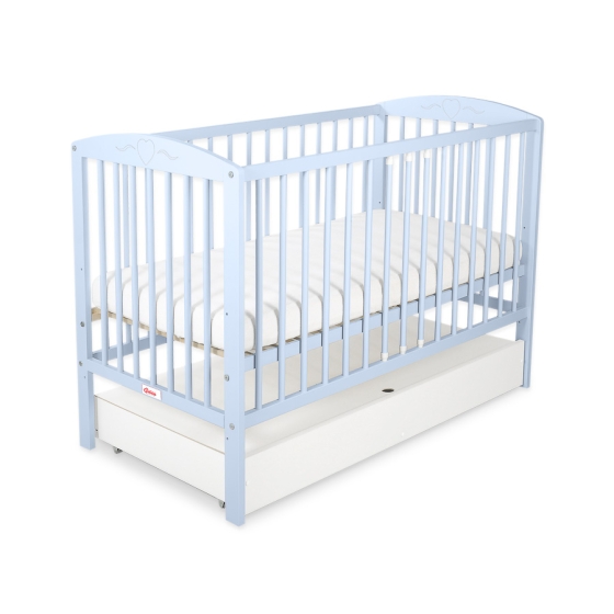 Baby cot bed 120x60cm with hearts with drawer STANDARD