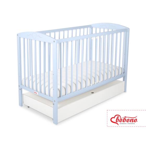 Baby cot bed 120x60cm with hearts with drawer STANDARD