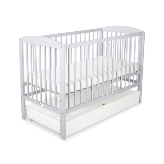 Baby cot bed 120x60cm with hearts with drawer STANDARD