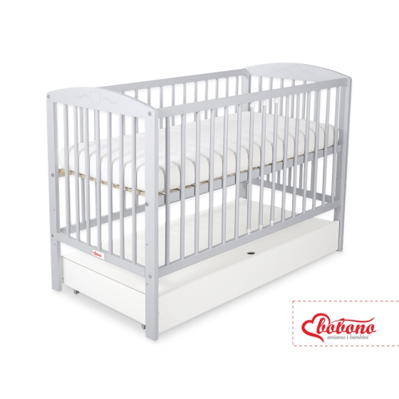 Baby cot bed 120x60cm with hearts with drawer STANDARD