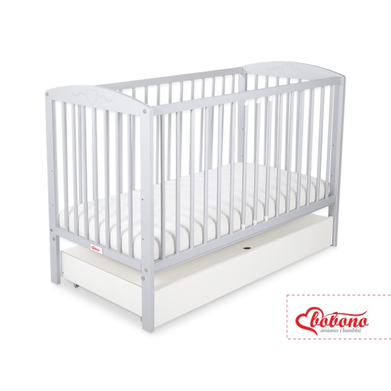 Baby cot bed 120x60cm with hearts with drawer STANDARD