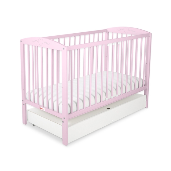 Baby cot bed 120x60cm with hearts with drawer STANDARD