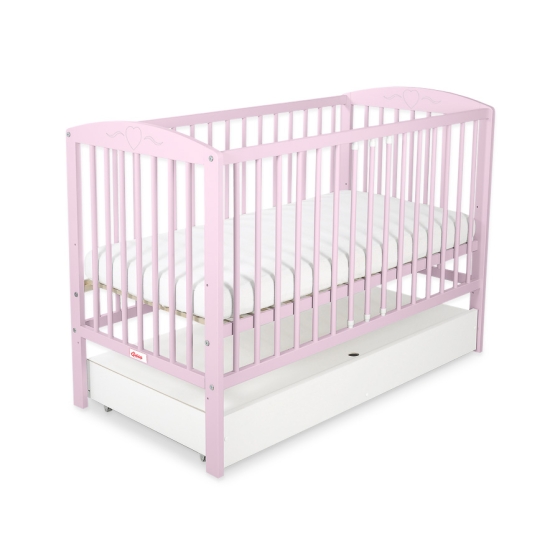 Baby cot bed 120x60cm with hearts with drawer STANDARD