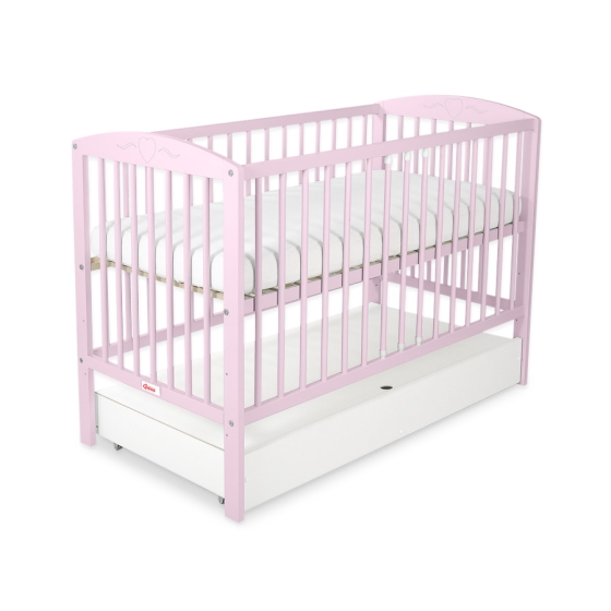 Baby cot bed 120x60cm with hearts with drawer STANDARD