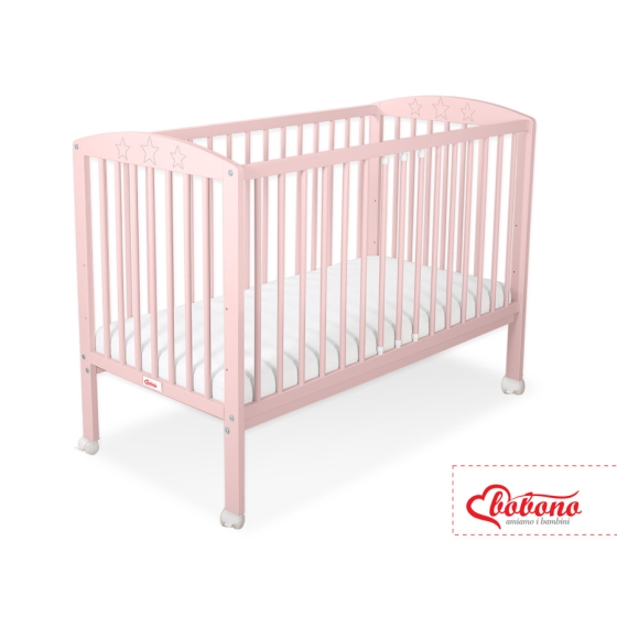 Baby cot bed 120x60cm with Stars 5002-01- powder pink