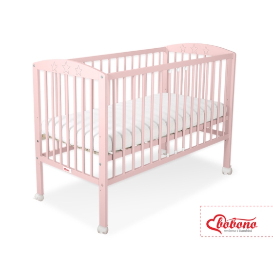 Baby cot bed 120x60cm with Stars 5002-01- powder pink