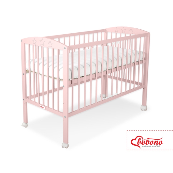 Baby cot bed 120x60cm with Stars 5002-01- powder pink