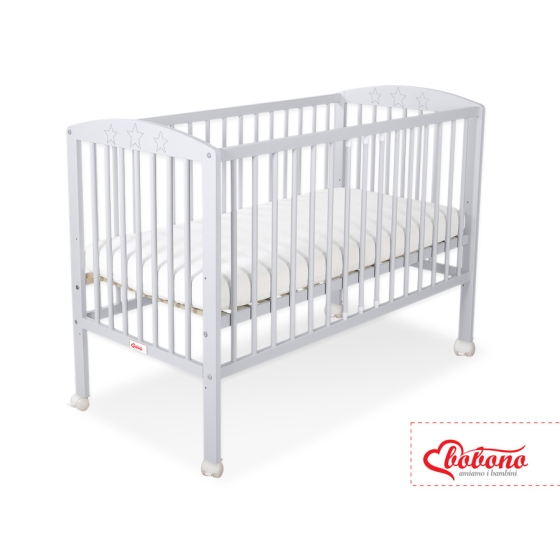 Baby cot bed 120x60cm with Stars 5002-06- Gray