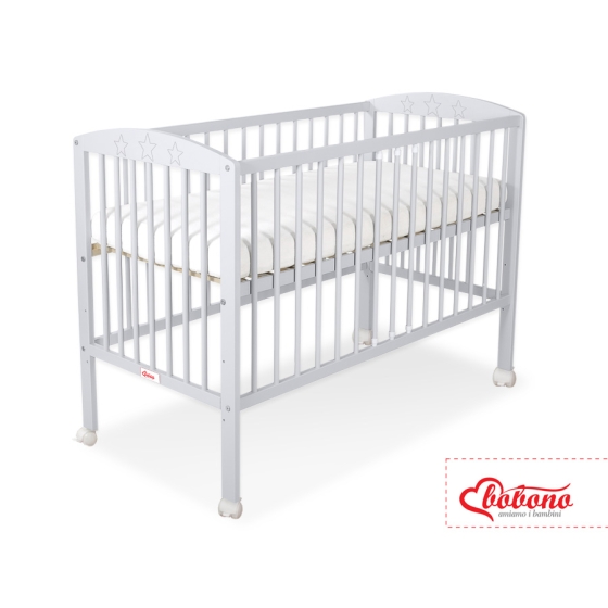 Baby cot bed 120x60cm with Stars 5002-06- Gray