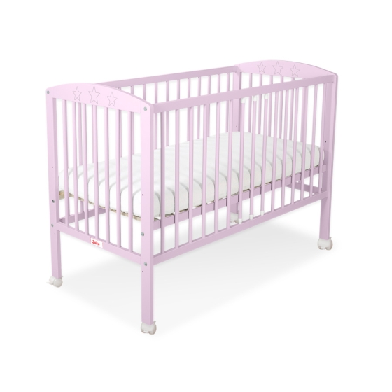 Baby cot bed 120x60cm with Stars 5002-08- pink