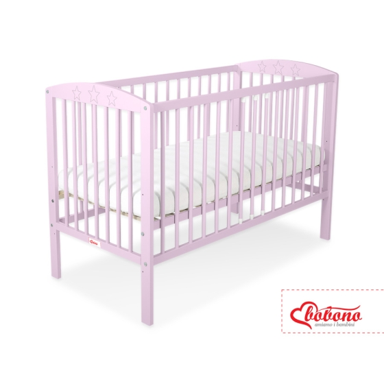 Baby cot bed 120x60cm with Stars 5002-08- pink