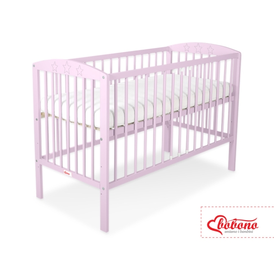 Baby cot bed 120x60cm with Stars 5002-08- pink