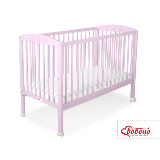 Baby cot bed 120x60cm with Stars 5002-08- pink