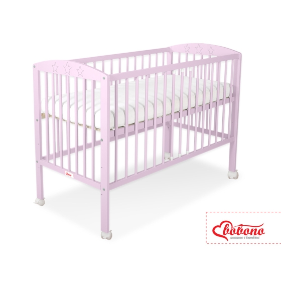 Baby cot bed 120x60cm with Stars 5002-08- pink