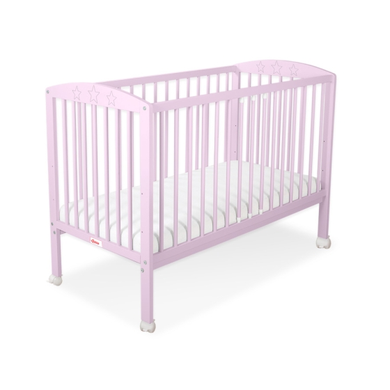 Baby cot bed 120x60cm with Stars 5002-08- pink