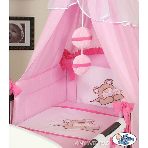 Baby cot bed Canopy Cotton- Teddy bear Barnaba pink