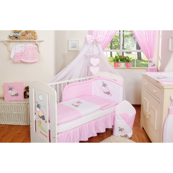 Baby Cot Bed Mosquito-net made of tulle- Donkey Luca pink