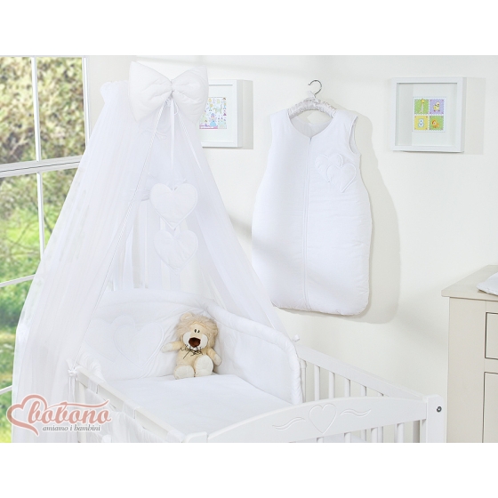Baby Cot Bed Mosquito-net made of tulle for Cotbed- Hanging Hearts white