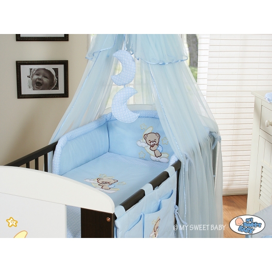 Baby Cot Bed Mosquito-net made of tulle- Good Night blue