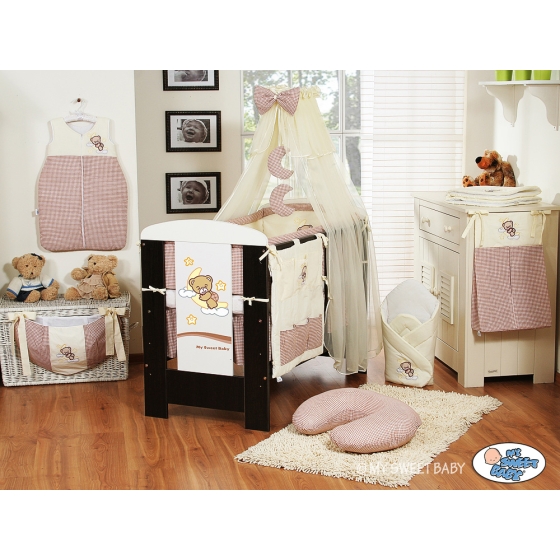 Baby Cot Bed Mosquito-net made of tulle- Good Night brown