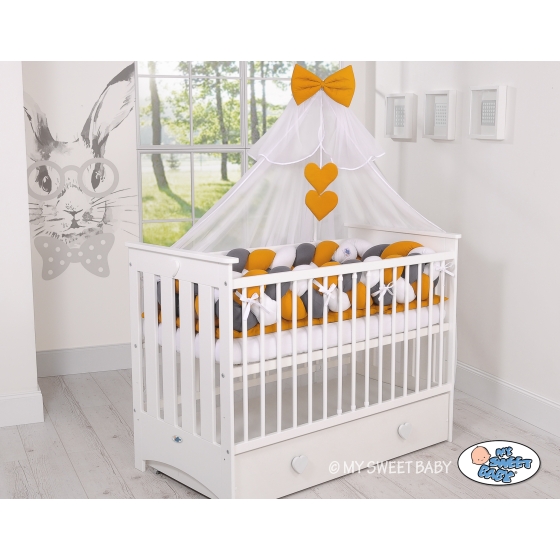 Baby Cot Bed Mosquito-net made of tulle- honey yellow