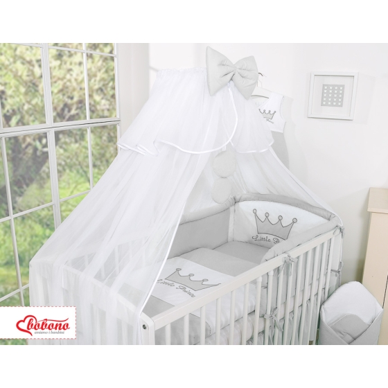 Baby Cot Bed Mosquito-net made of tulle- Little Prince/Princess gray