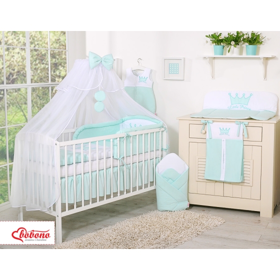 Baby Cot Bed Mosquito-net made of tulle- Little Prince/Princess mint