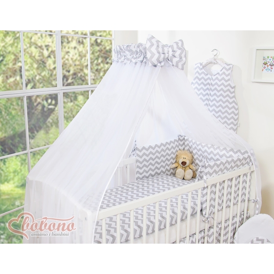 Baby Cot Bed Mosquito-net made of tulle - Simple chevron gray