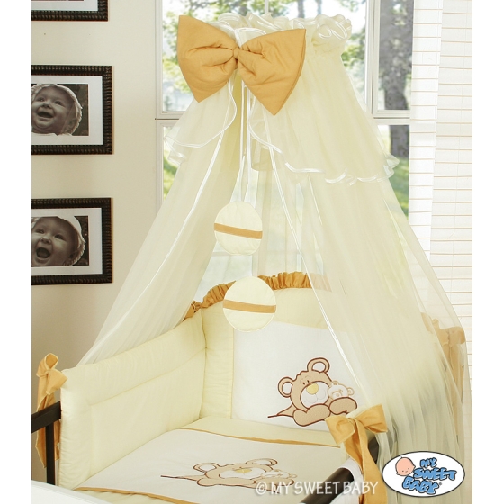 Baby Cot Bed Mosquito-net made of tulle- Teddy bear Barnaba cream