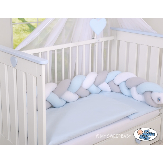 Baby Cot Bed Mosquito-net made of tulle- white hearts with blue