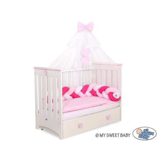 Baby Cot Bed Mosquito-net made of tulle- white with pink hearts