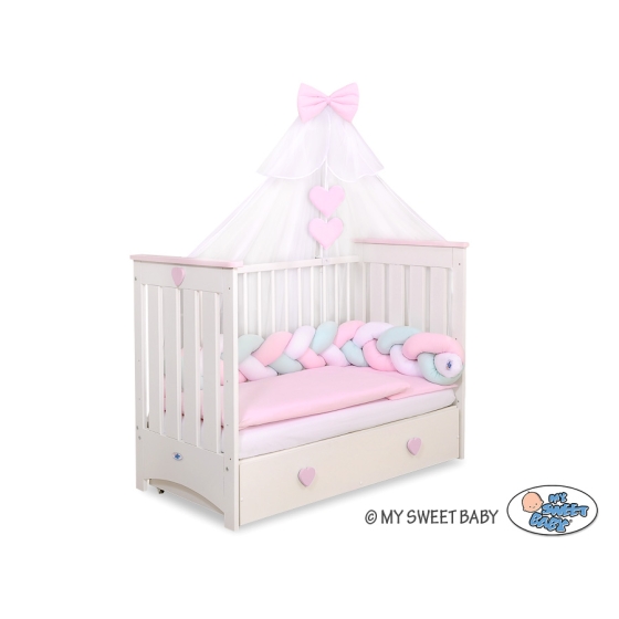 Baby Cot Bed Mosquito-net made of tulle- white with pink hearts