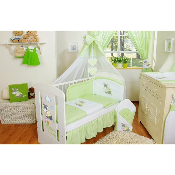 Baby Cot Bed Nursery Bedding set 7-pcs with canopy- Donkey Luca green
