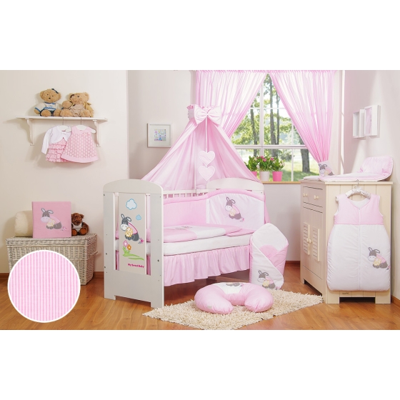 Baby cot bedding sets pink 5-pcs- with canopy- Donkey Luca Girl