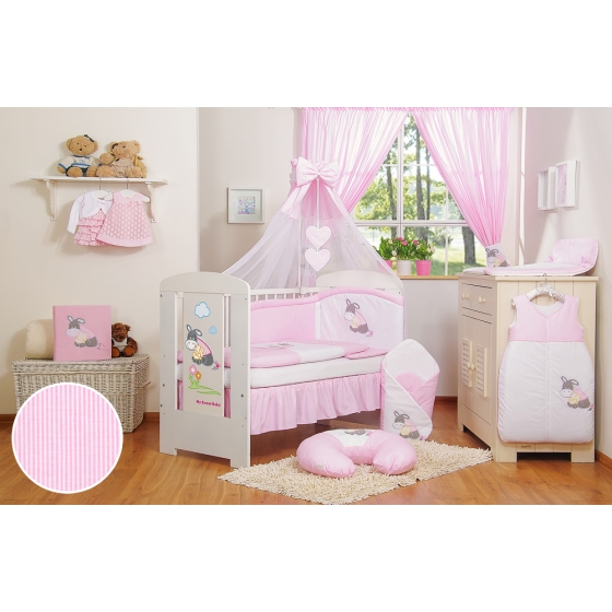 Baby cot bedding sets pink 5-pcs- with canopy- Donkey Luca Girl