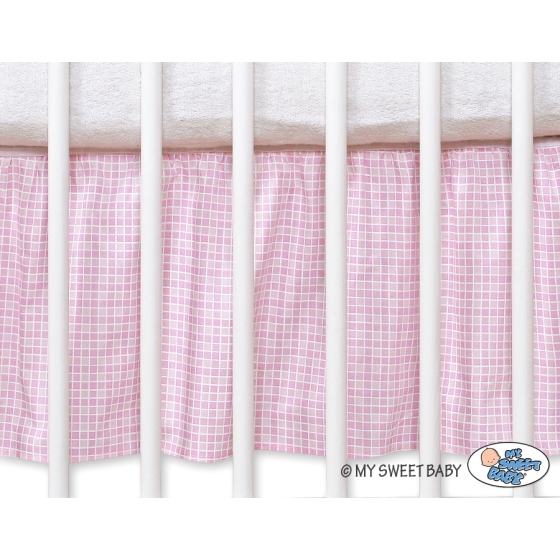 Baby cot decorative skirt dust Ruffle-Masking flounce 120x60cm- Bear with bow pink