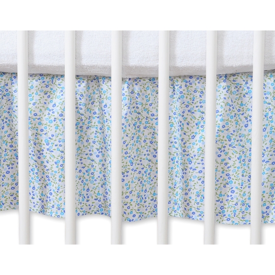Baby cot decorative skirt dust Ruffle-Masking flounce 120x60cm- Hanging Hearts blue flowers