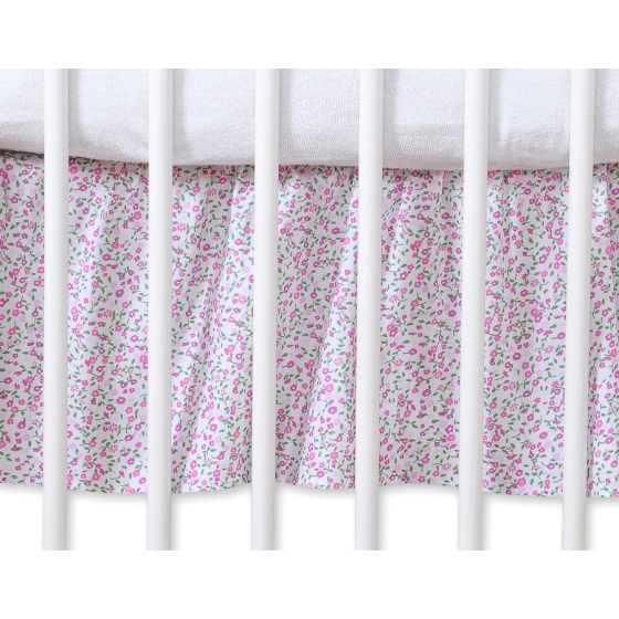 Baby cot decorative skirt dust Ruffle-Masking flounce 120x60cm- Hanging Hearts pink flowers