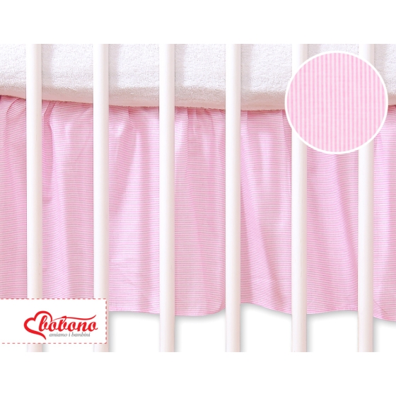 Baby cot decorative skirt dust Ruffle-Masking flounce 120x60cm- Hanging Hearts pink stripes