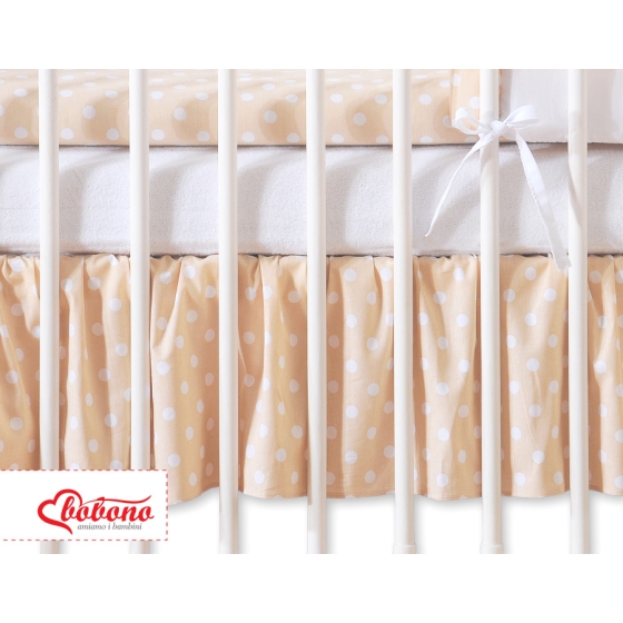 Baby cot decorative skirt dust Ruffle-Masking flounce 120x60cm- Hanging Hearts white dots on beige
