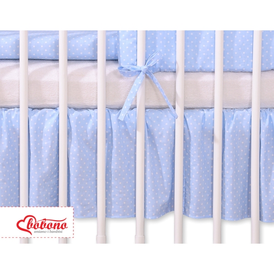 Baby cot decorative skirt dust Ruffle-Masking flounce 120x60cm- Hanging Hearts white dots on blue