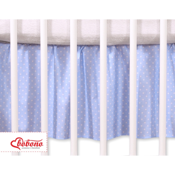 Baby cot decorative skirt dust Ruffle-Masking flounce 120x60cm- Hanging Hearts white dots on blue