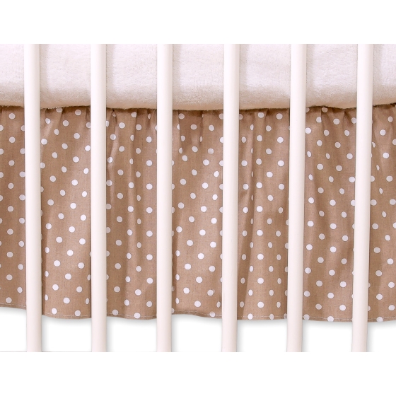 Baby cot decorative skirt dust Ruffle-Masking flounce 120x60cm- Hanging Hearts white dots on brown