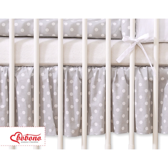 Baby cot decorative skirt dust Ruffle-Masking flounce 120x60cm- Hanging Hearts white dots on Gray