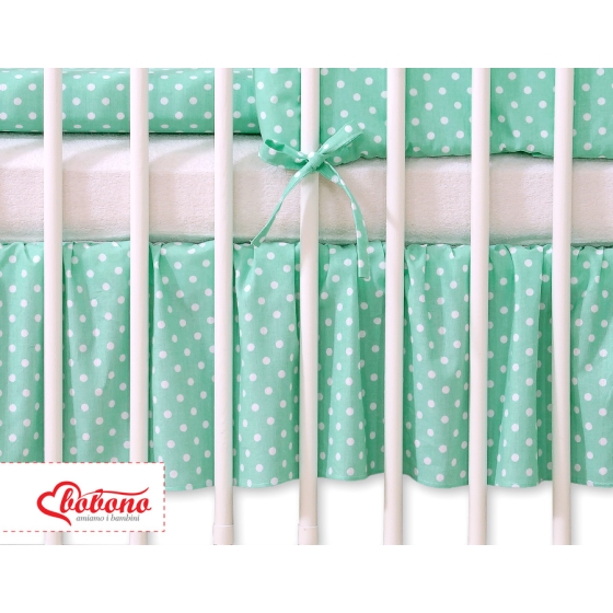 Baby cot decorative skirt dust Ruffle-Masking flounce 120x60cm- Hanging Hearts white dots on mint