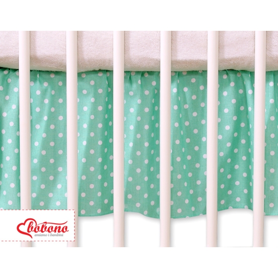 Baby cot decorative skirt dust Ruffle-Masking flounce 120x60cm- Hanging Hearts white dots on mint