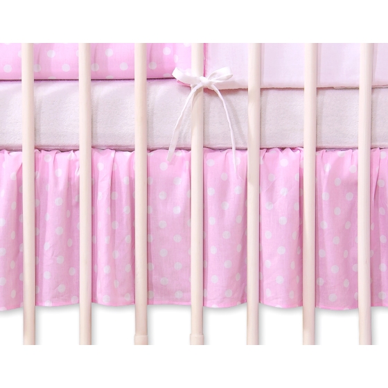 Baby cot decorative skirt dust Ruffle-Masking flounce 120x60cm- Hanging Hearts white dots on pink