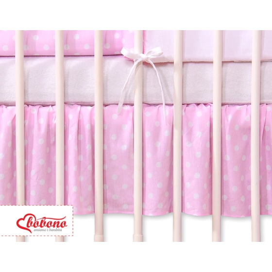 Baby cot decorative skirt dust Ruffle-Masking flounce 120x60cm- Hanging Hearts white dots on pink